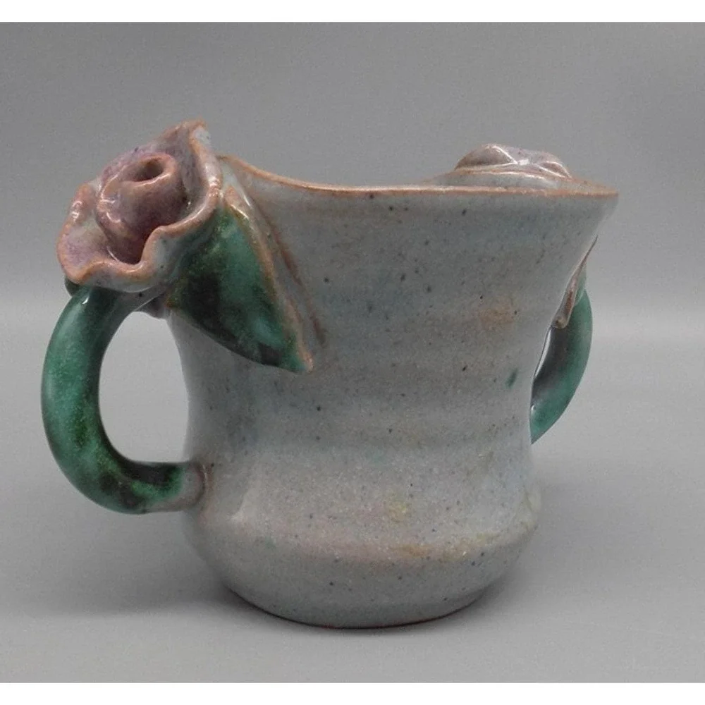 Mary Short Hand Made Double Handle Mini Vase Vintage 30's 40's Topeka KS Potter
